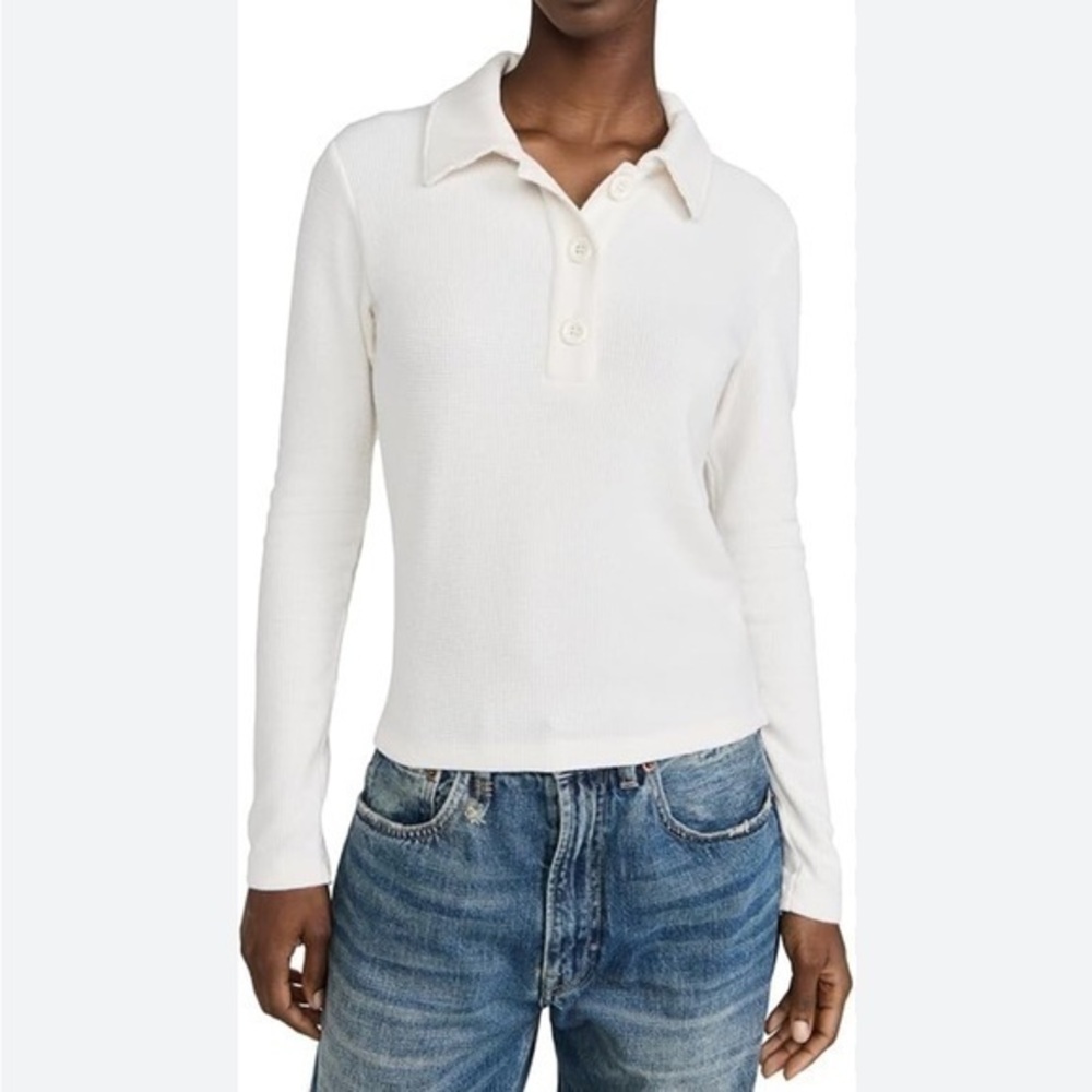 NWT LNA Waffle Knit White Long Sleeve Cropped top NWT $106 msrp